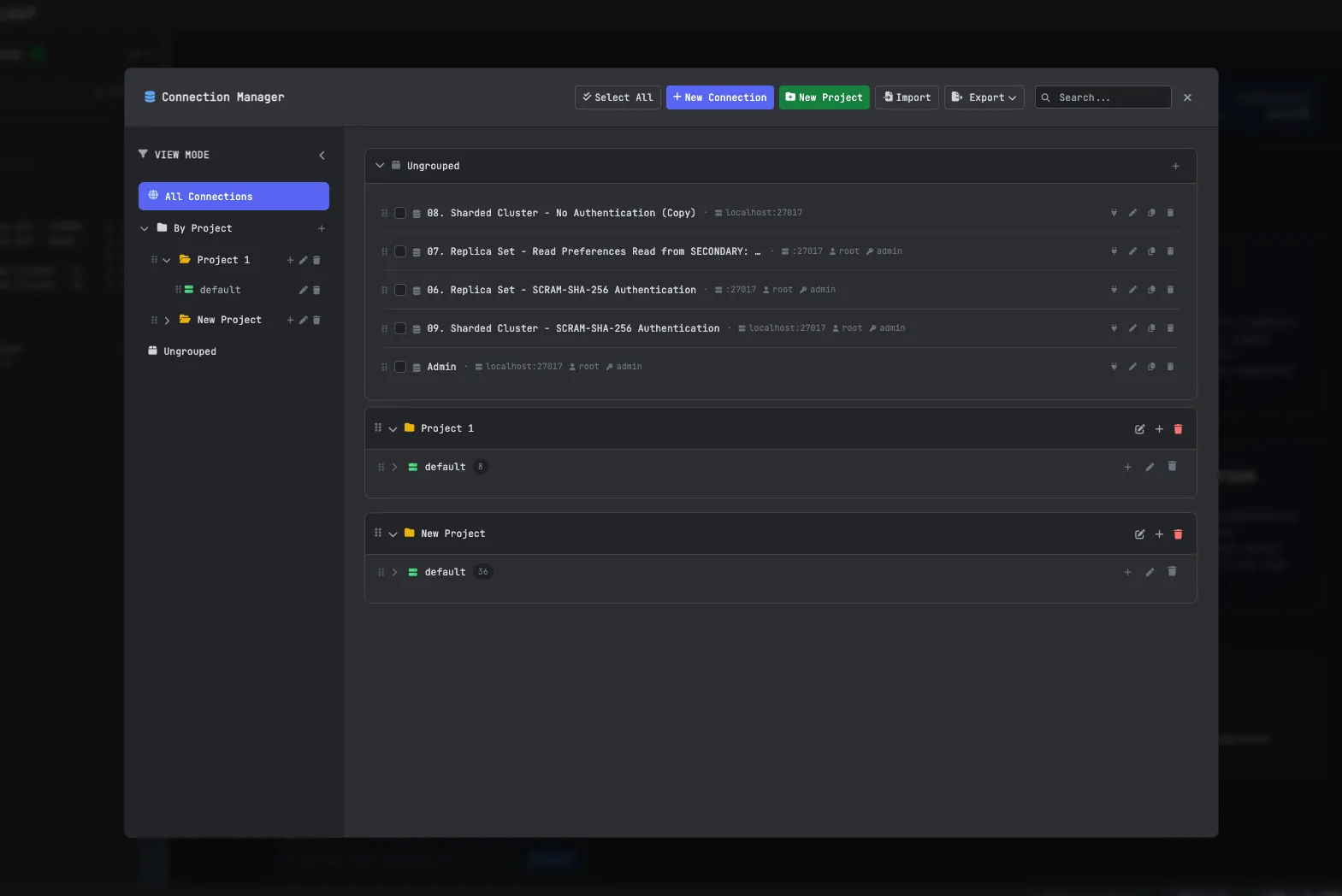 VisuaLeaf MongoDB GUI - Connection Manager to manage all your MongoDB connections